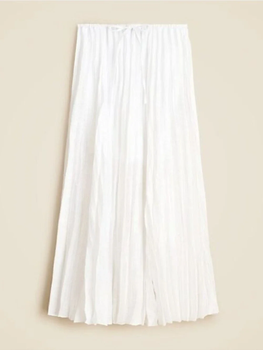 NWT J. CREW Pleated Drawstring Maxi Skirt in Linen Blend in WHITE